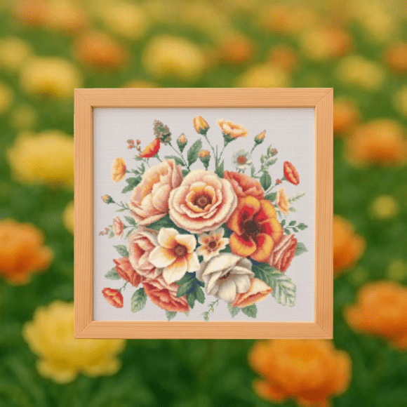 💐Peachy Blooms Cross Stitch Pattern