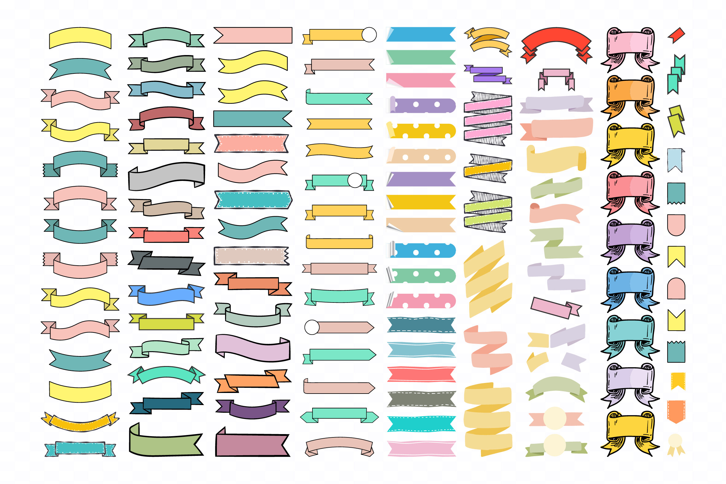 SVG Colorful Ribbon Banner Clipart Set