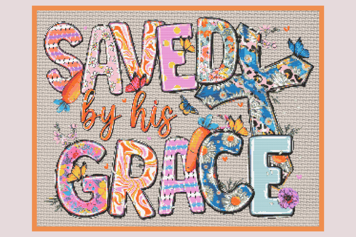 Saved by His Grace Christian Easter Cros