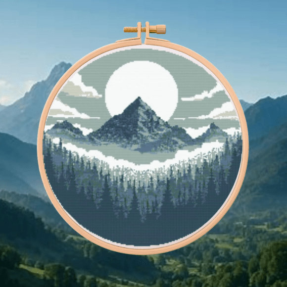 🌄Scenic Mountain Valley Cross Stitch