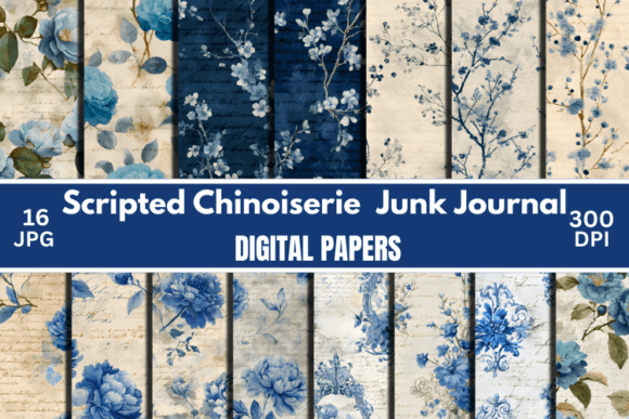 Scripted Chinoiserie Junk Journal Kit