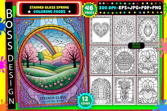 Stained Glass Spring Coloring Pages