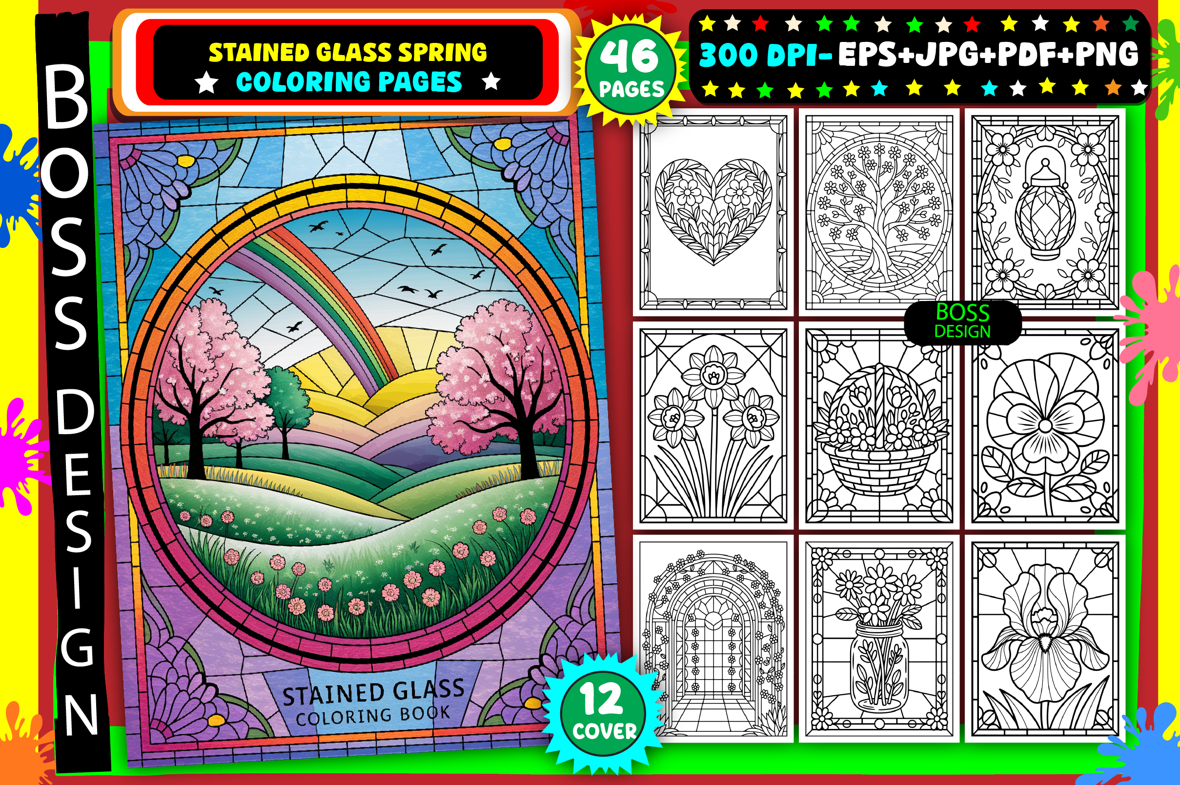 Stained Glass Spring Coloring Pages