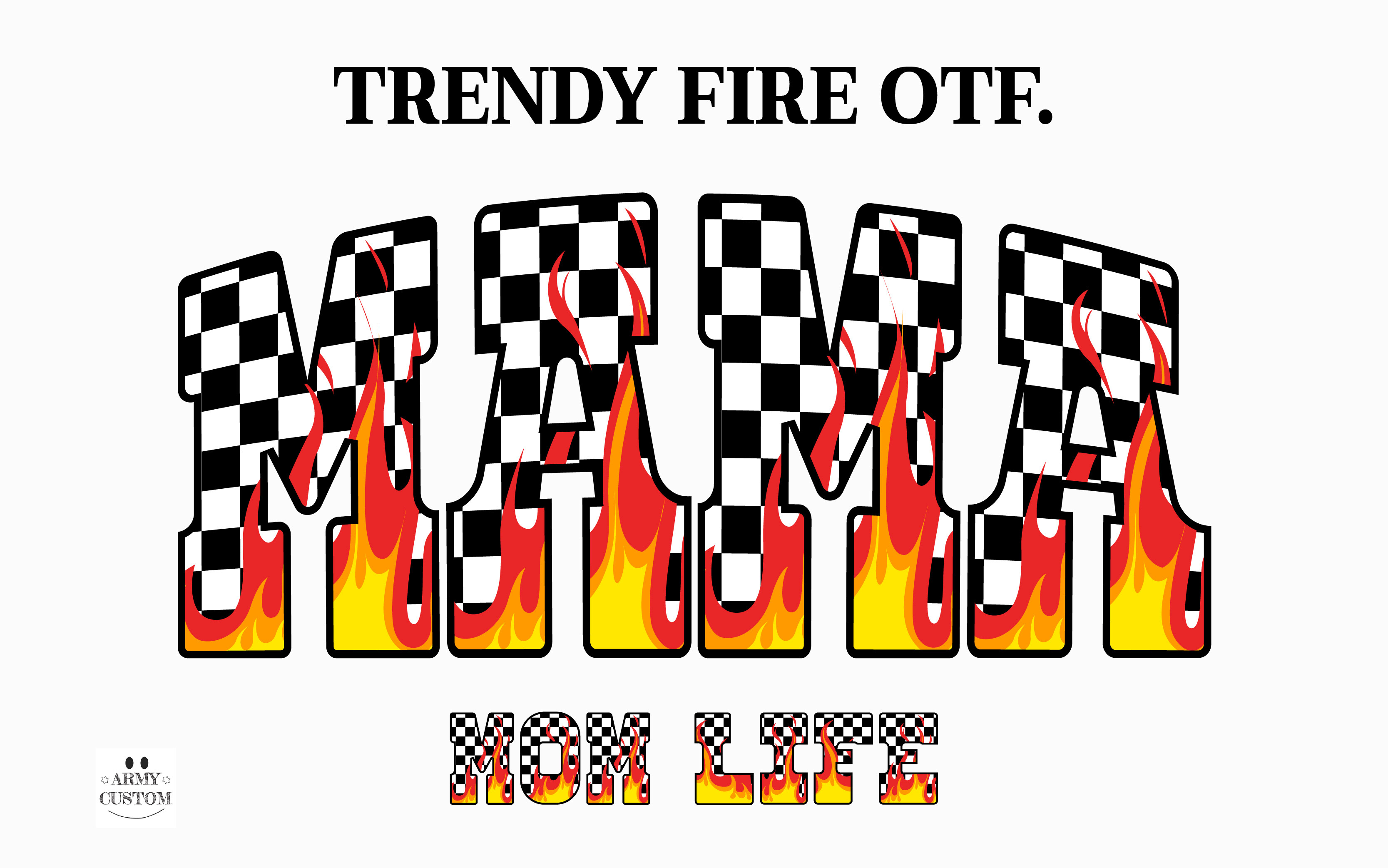 Trendy Fire font preview in a colour font style