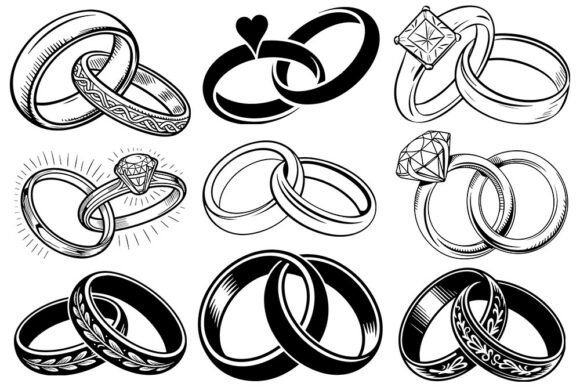 Wedding Rings SVG Bundle, Engagement Rin