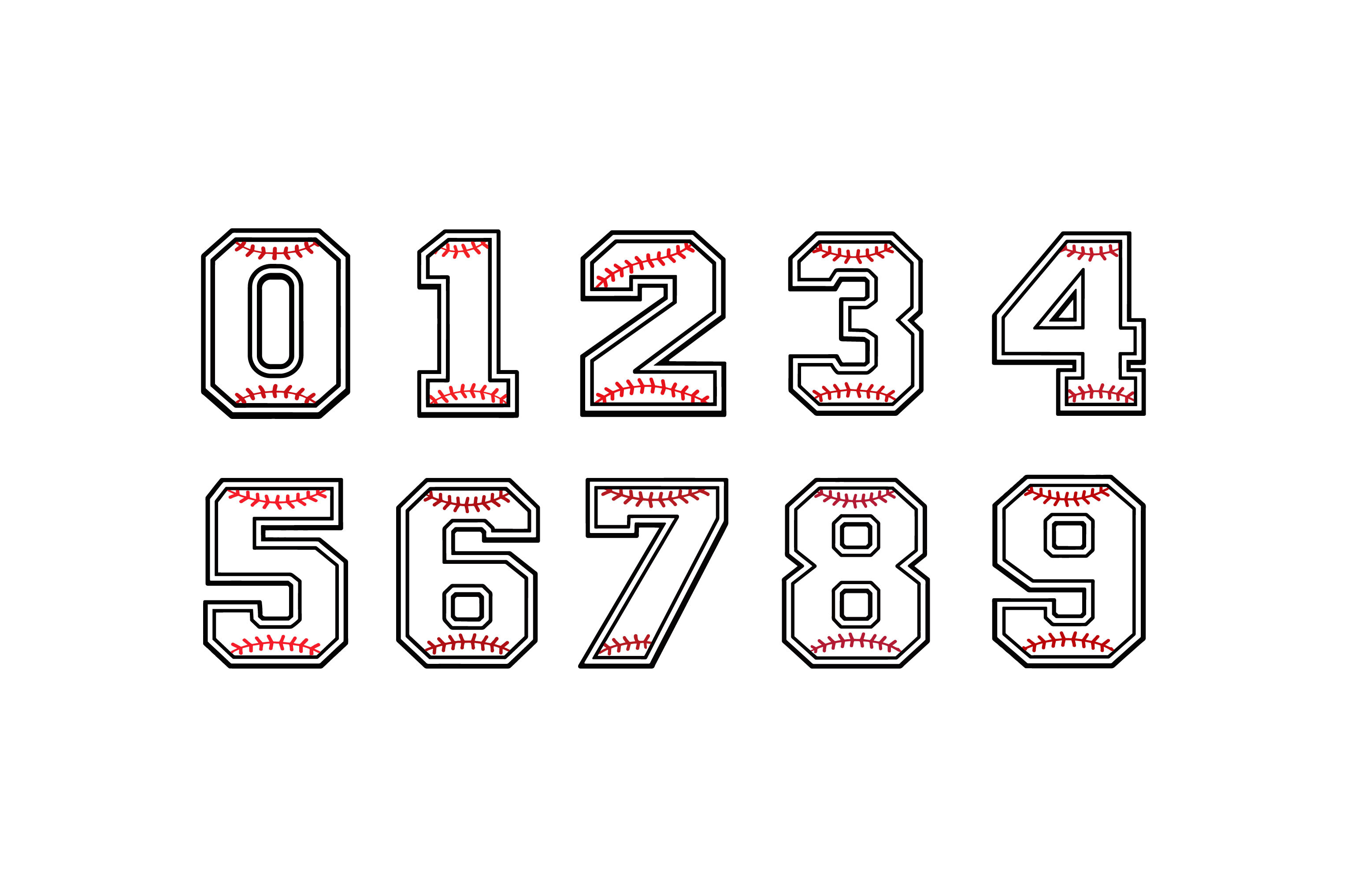 Baseball Print Numbers Baseball Stitch Number Set Vector Graphic by Craftoria Arts · Creative ...