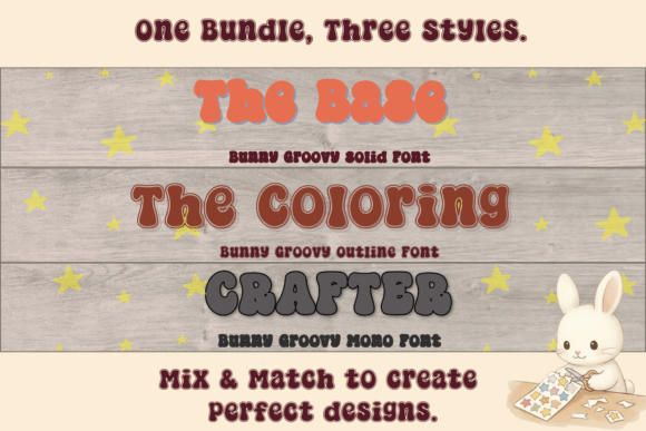 Bunny Outline Solid Trio Font - Preview 1