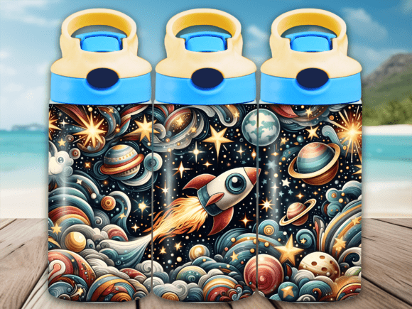 Colorful Retro Space Flip Kids Tumbler