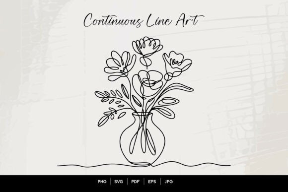 Continuous Line Flower Vase Grafika Rękodzieła Przez rsbrandingbd