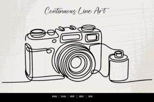 Continuous Line Vintage Camera Graphic by rsbrandingbd · Creative Fabrica