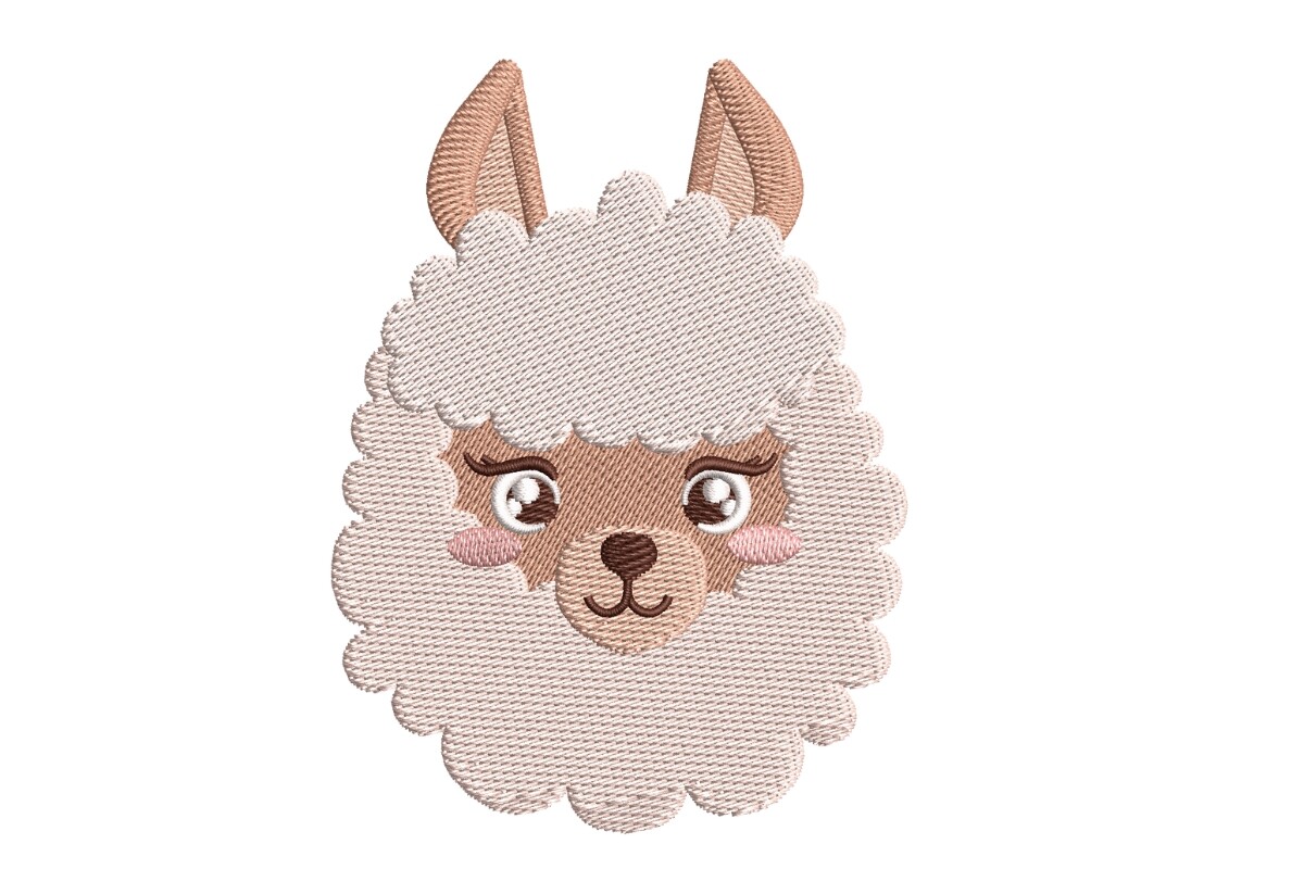 Cute Llama Face Embroidery