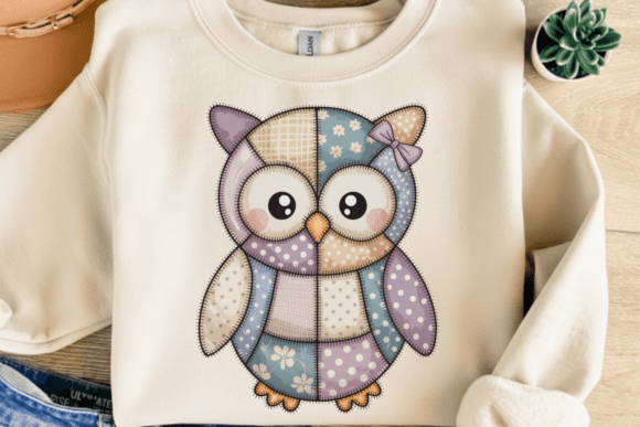 Cute Patchwork Owl PNG
