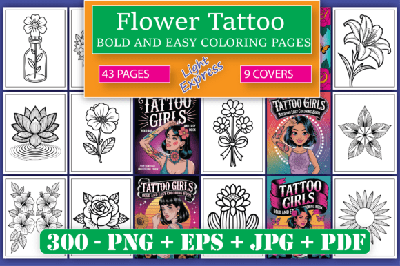 Flower Tattoo Coloring Pages for Adults