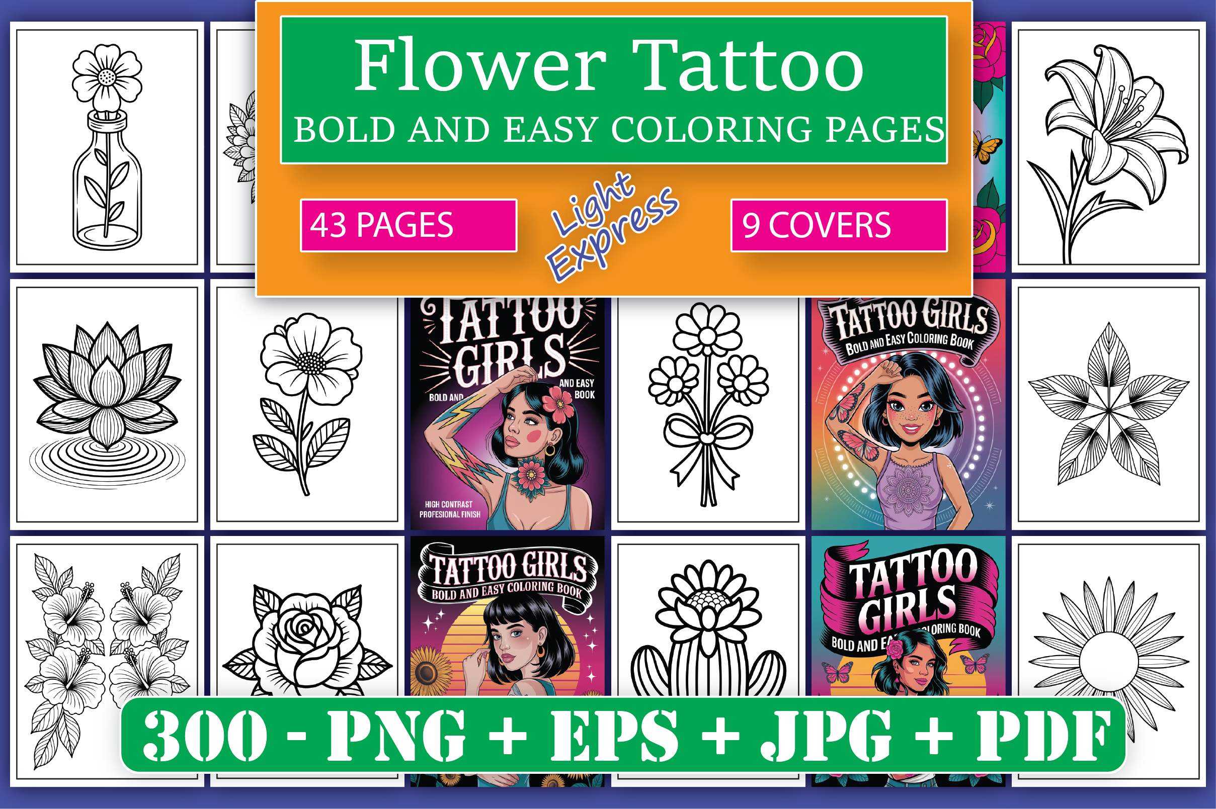 Flower Tattoo Coloring Pages for Adults