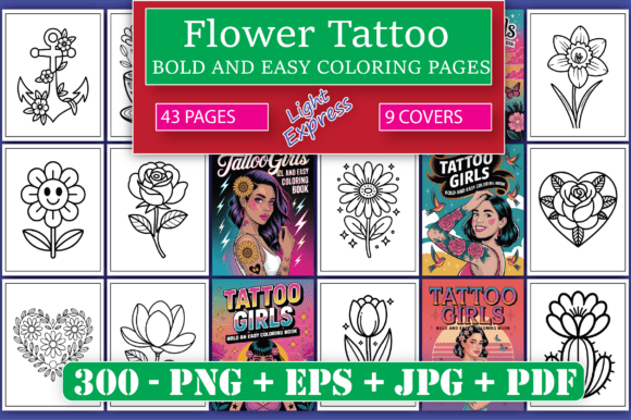 Flower Tattoo Coloring Pages for Adults