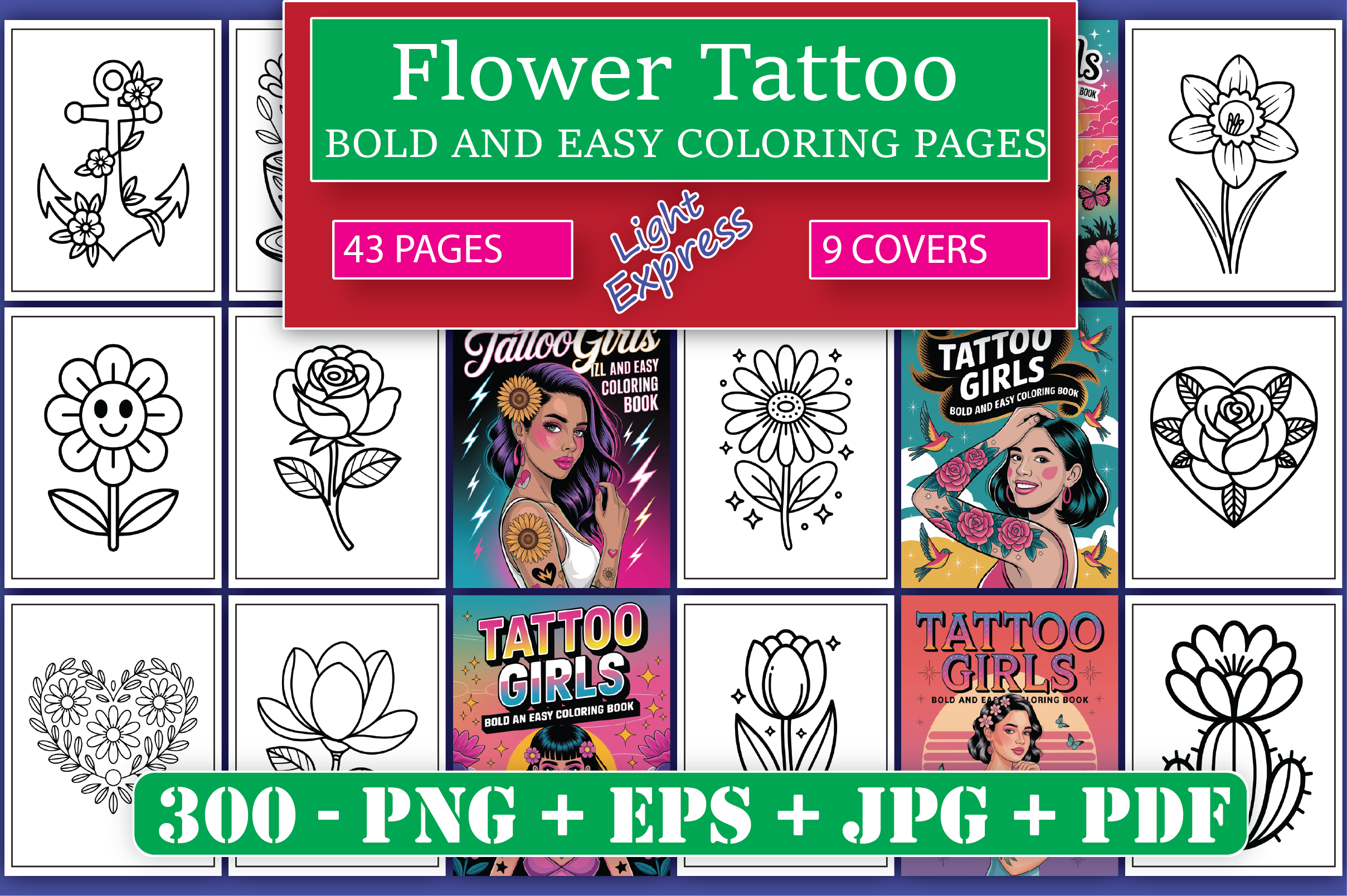 Flower Tattoo Coloring Pages for Adults