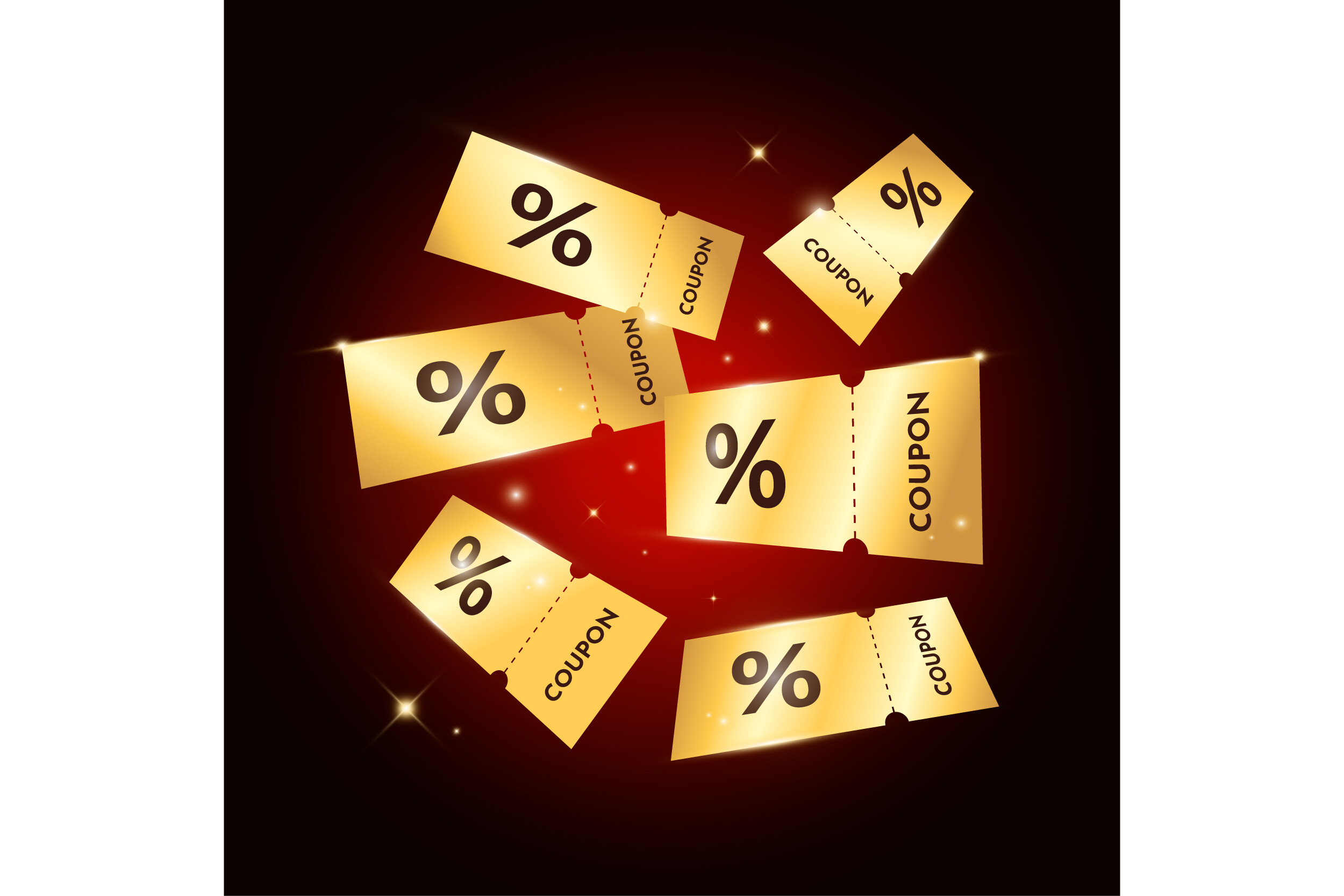 Flying Golden Coupons with Discount