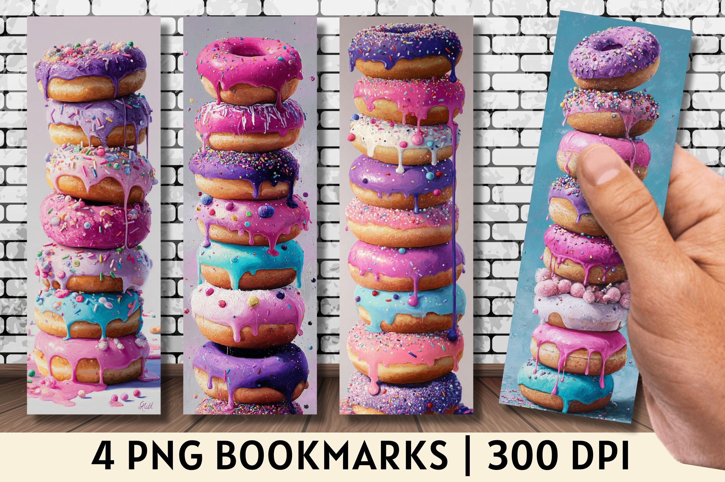 Kawaii Stacked Glazed Donut Bookmark
