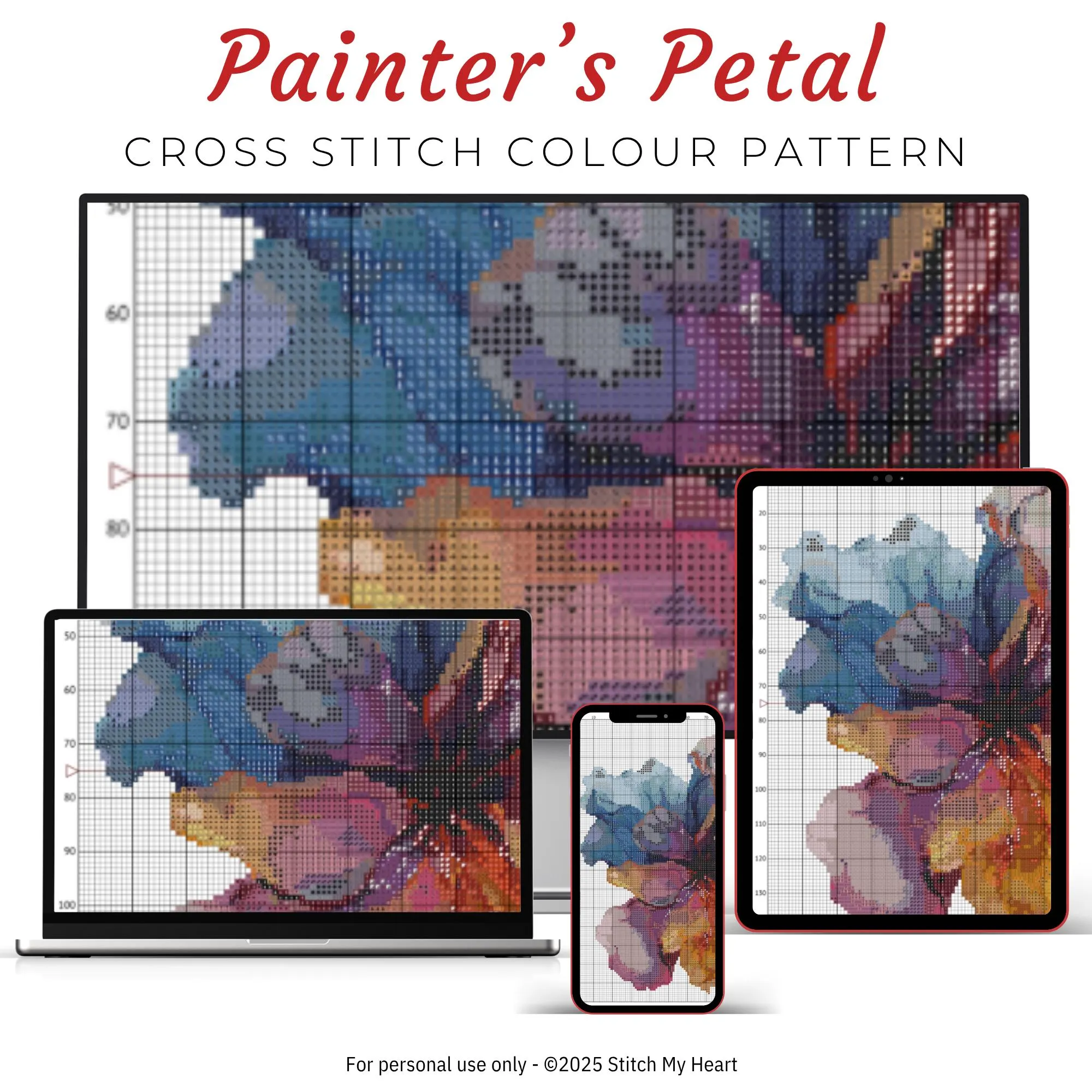 🎨Painter's Petal Cross Stitch Pattern Gráfico por StitchMyHeart ...