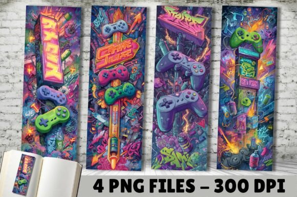 Retro Graffiti Arcade Style Bookmark PNG