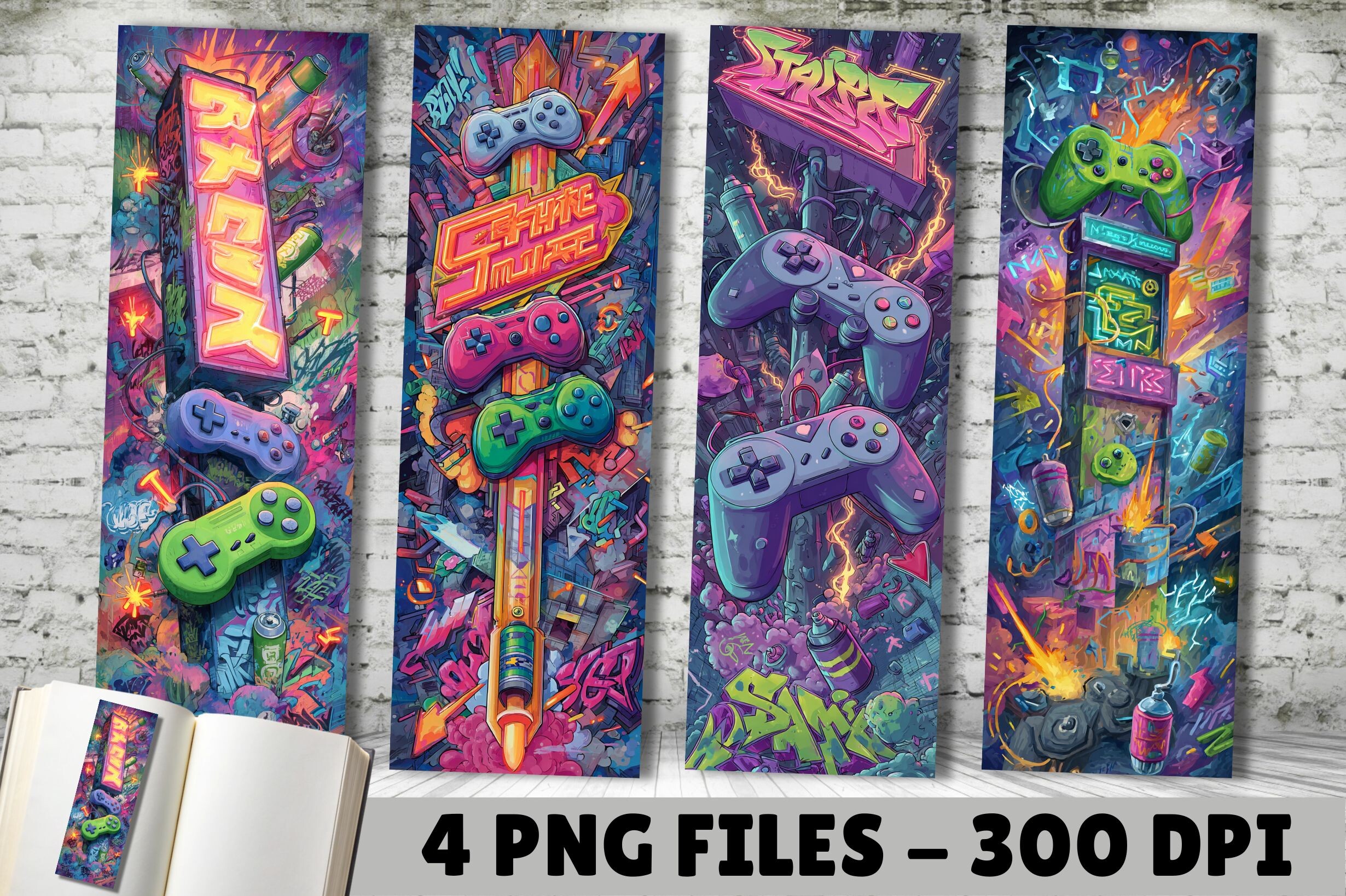 Retro Graffiti Arcade Style Bookmark PNG