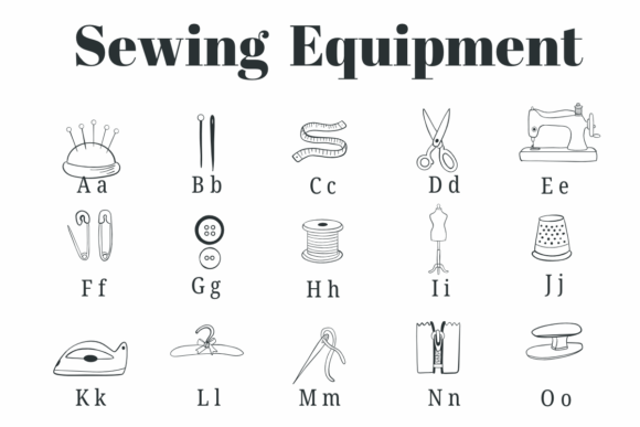 Sewing Equipment Font PNG with transparent background - Preview 1