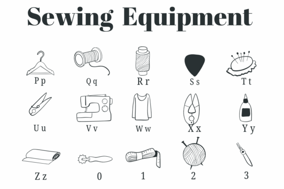 Sewing Equipment Font PNG with transparent background - Preview 2