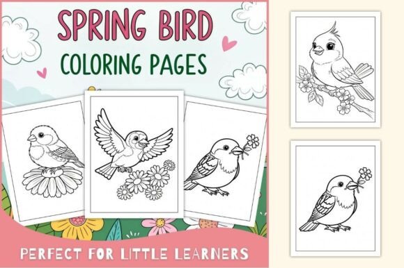Spring Bird Coloring Pages for Kids