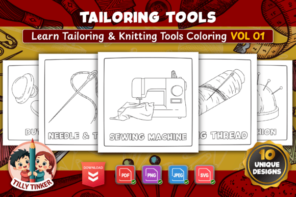 Tailoring Tools Coloring Pages Vol 01