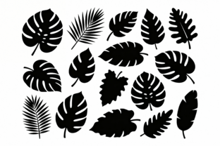 Tropical Leaf Silhouettes Clipart Bundle