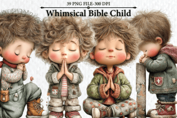 Whimsical Bible Child Clipart