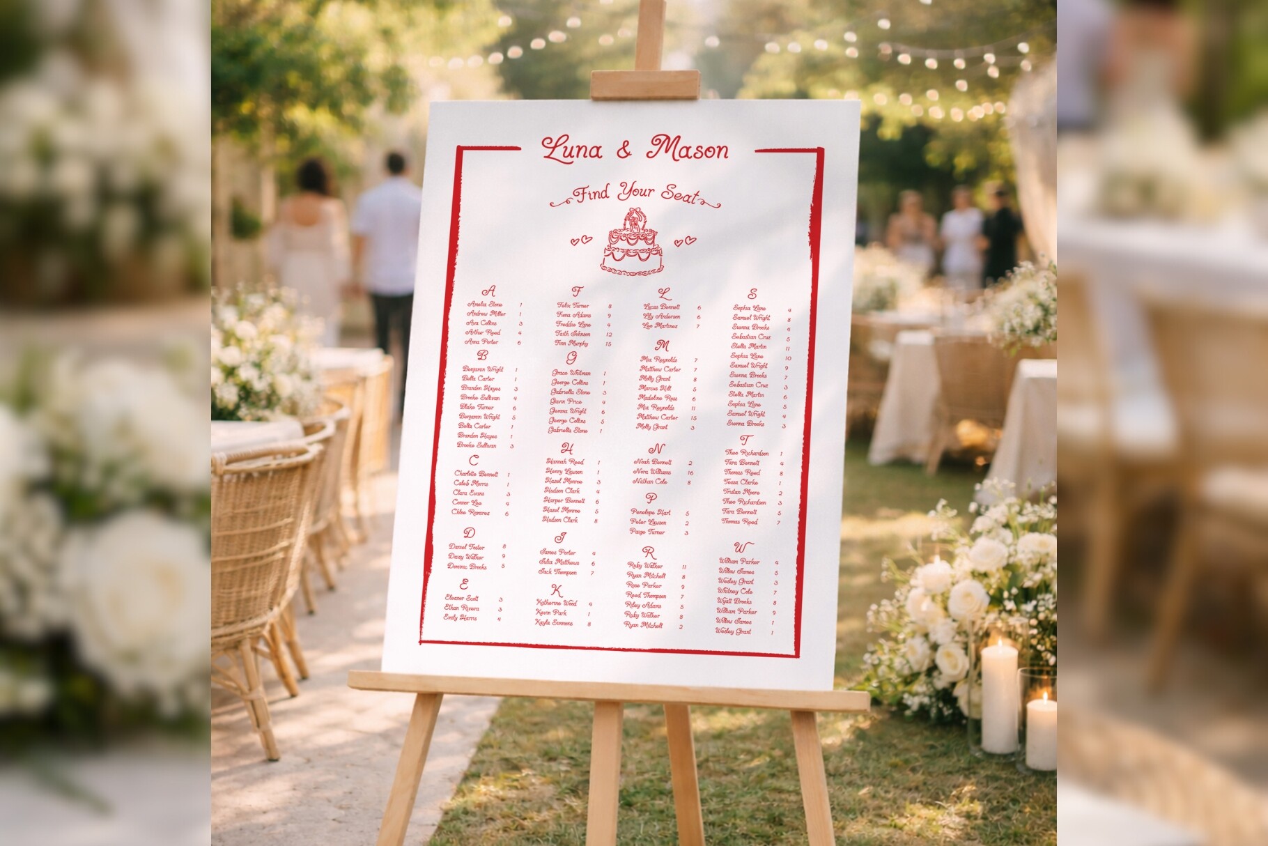 Alphabetical Seating Chart Bd002