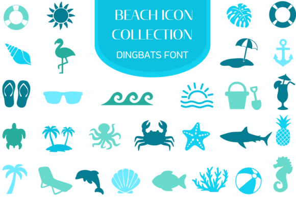 Preview of Beach Icon Collection dingbat font