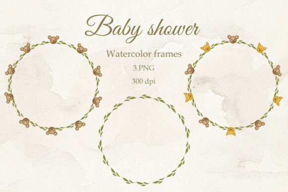 Boho Baby. Set of Round Frames. PNG.