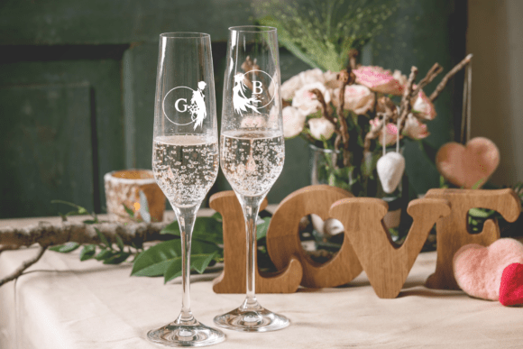 Bride & Groom Silhouette Monogram Font PNG with transparent background - Preview 6