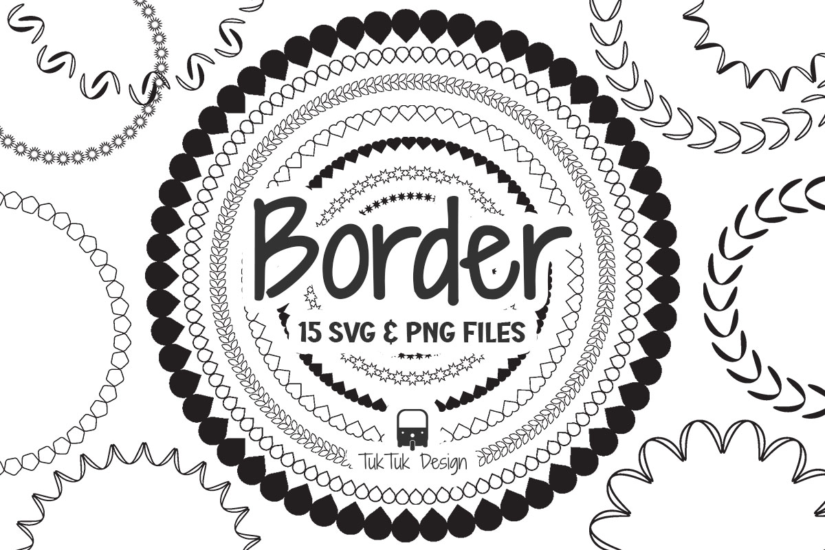 Circle Heart Border Frame SVG PNG