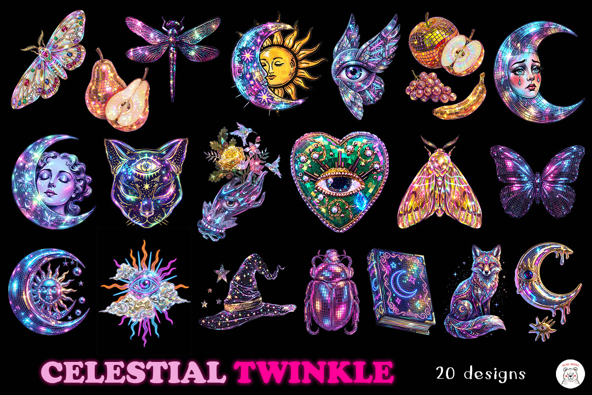Disco Celestial Dreams, Celestial PNG Bundle