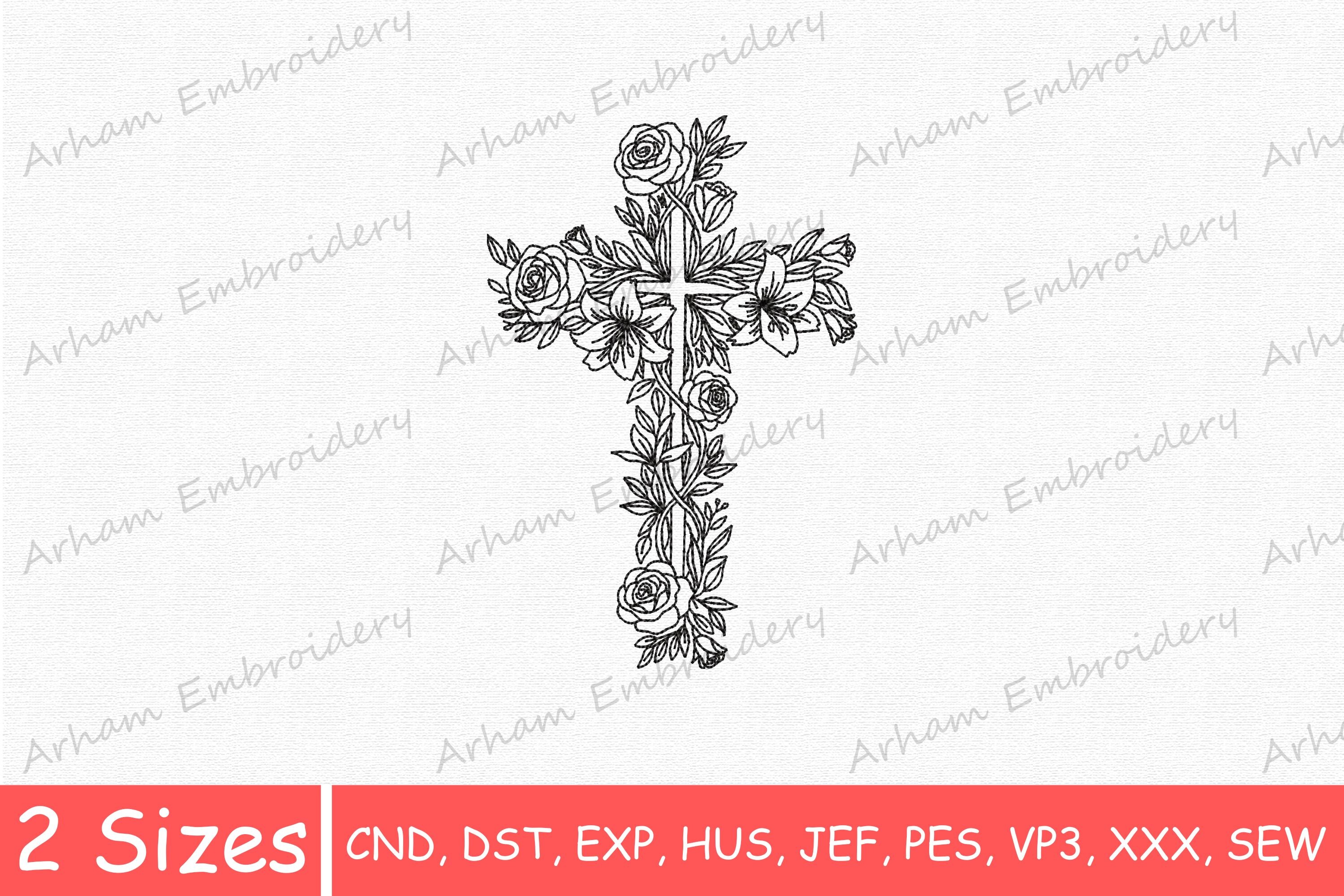 Elegant Rose Flower Christian Faith Cros