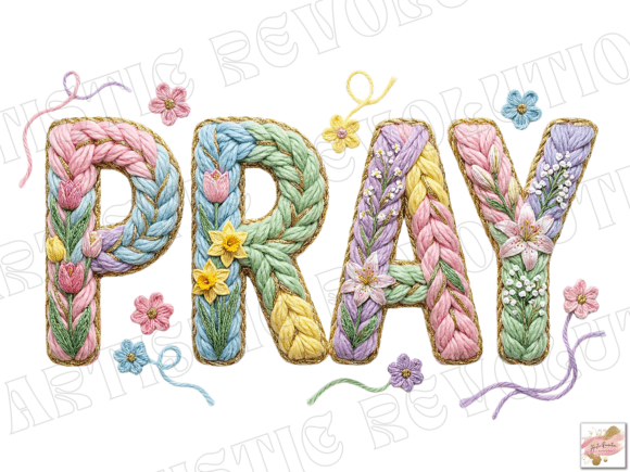 Faux Yarn Pray Png Floral Christian Png