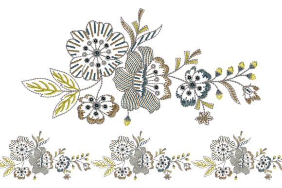 Floral Embroidery Border Design