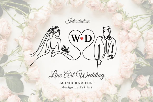 Preview specimen of Line Art Wedding Monogram decorative font
