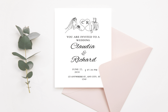 Line Art Wedding Monogram Font PNG with transparent background - Preview 1
