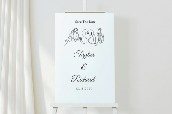 Line Art Wedding Monogram Font PNG with transparent background - Preview 2