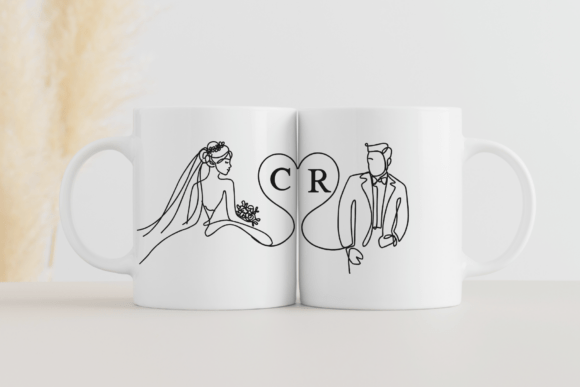 Line Art Wedding Monogram Font PNG with transparent background - Preview 4