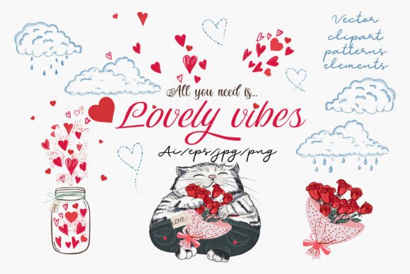 Lovely Vibes Vector Patterns Clipart