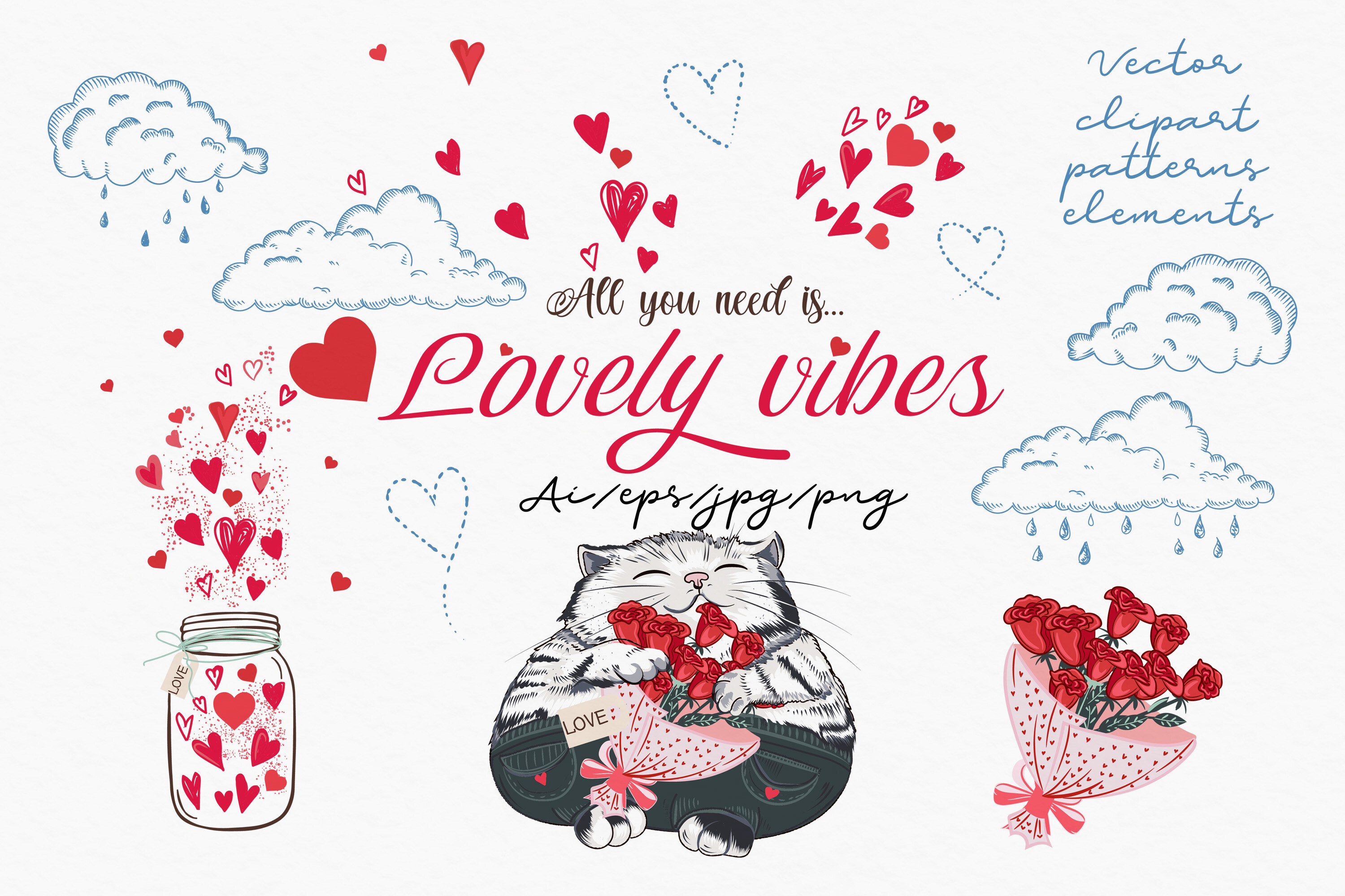 Lovely Vibes Vector Patterns Clipart