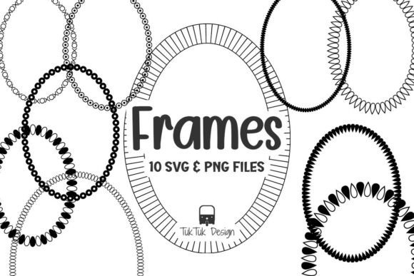 Oval Beaded Border Frame SVG PNG