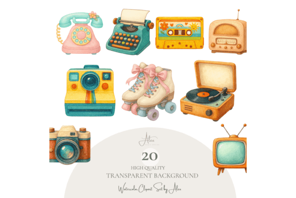 Retro Clipart PNG Bundle