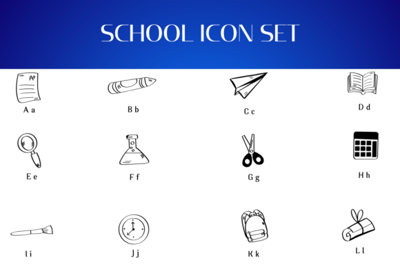 School Icon Set Font font preview - 1