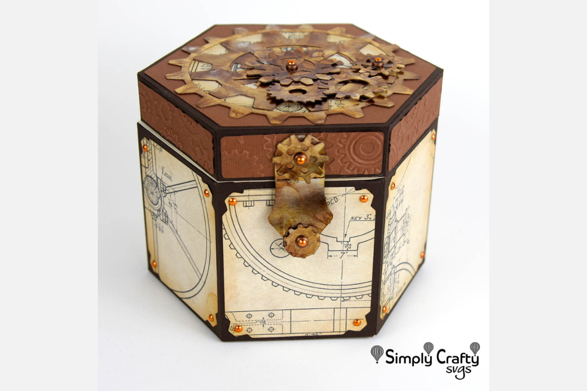 Steampunk Gears Box SVG with industrial gear details and durable construction